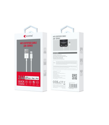 "Comma" kabelis Jub MFi USB - Lightning 2,4A 1,0 m baltas