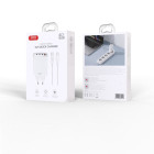 XO sieninis įkroviklis CE23 PD 65W 3x USB-C 1x USB baltas + kabelis USB-C - USB-C