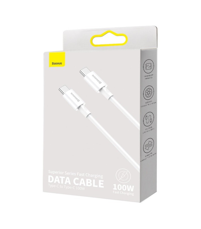 "Baseus" kabelis "Superior PD USB-C" - USB-C 1,0 m baltas 100 W