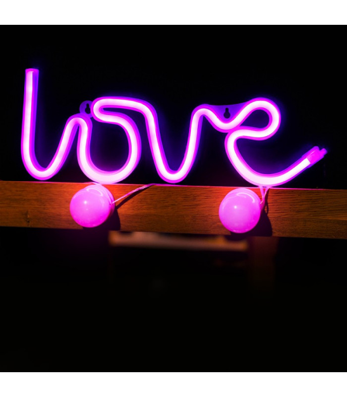 Neoninė LED lemputė LOVE rožinė Bat + USB FLNEO5 Forever Light