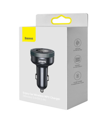 "Baseus" siųstuvas FM Enjoy Bluetooth MP3 automobilinis įkroviklis juodas
