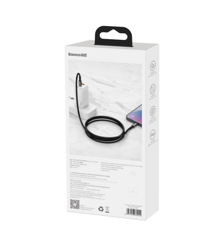 "Baseus" kabelis Tungsten PD USB-C - USB-C 2.0 m juodas 100W