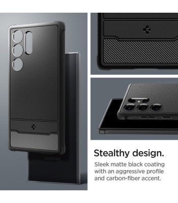 Spigen Rugged Armor dėklas Samsung Galaxy S24 Ultra matinis juodas