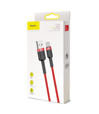 "Baseus" kabelis Cafule USB - USB-C 3m 2A raudonas