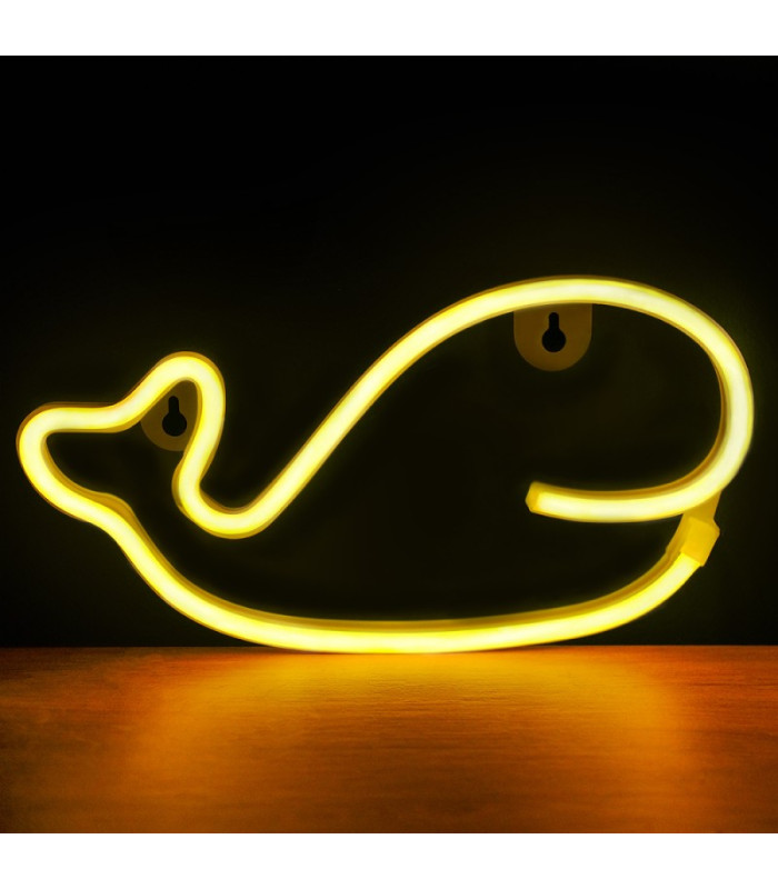Neoninė LED lemputė WHALE šiltai balta Šikšnosparnis + USB FLNEO9 Forever Light