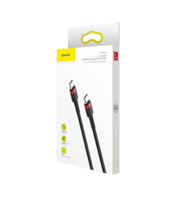 Baseus kabelis Cafule PD USB-C - USB-C 1,0 m raudonai juodas 60W