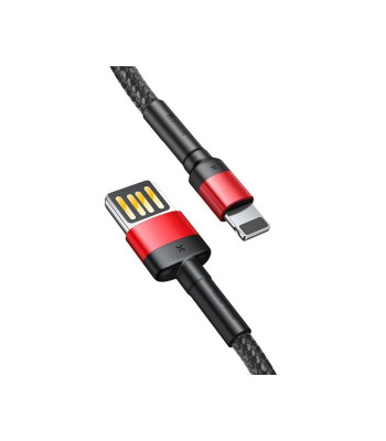 "Baseus" kabelis "Cafule USB - Lightning" 1,0 m 2,4A raudonai juodas dvipusis USB