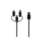 Setty 3in1 kabelis USB - Lightning + USB-C + microUSB 1,0 m 2A juodas nailonas DT