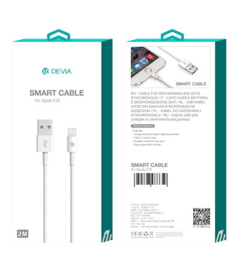 "Devia" kabelis Smart USB - Lightning 2,0 m 2,1A baltas