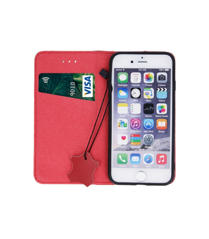 Natūralios odos Smart Pro, skirtas Xiaomi Redmi 14C 4G 14C 5G Redmi A4 POCO C75 bordo spalvos