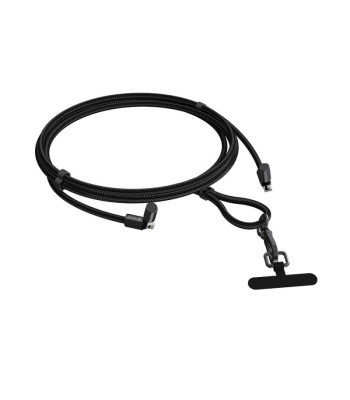 "Devia" kabelio pavadėlis 2in1 PD USB-C - Lightning 1,6 m 27W juodas reguliuojamo ilgio