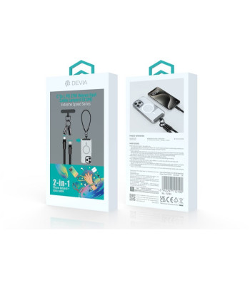 "Devia" kabelio pavadėlis 2in1 PD USB-C - Lightning 0,3 m 27W juodas