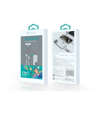 "Devia" kabelio pavadėlis 2in1 PD USB-C - USB-C 0,3 m 60W violetinės spalvos