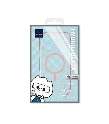 Magnetinis dėklas WIWU Magsafe Hybrid Ultra, telefonui iPhone 16 6,1 skaidrus rožinis HCC-203