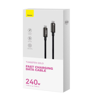 "Baseus" kabelis Tungsten PD USB-C - USB-C 3,0 m juodas 240W