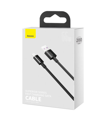 "Baseus" kabelis Superior USB - USB-C 2,0 m juodas 66W