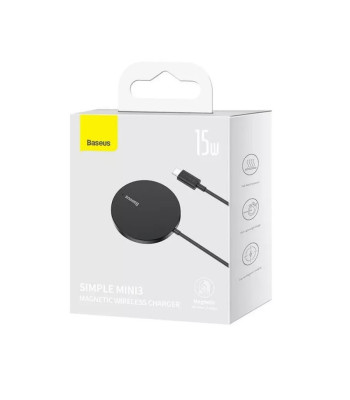 "Baseus" belaidis įkroviklis "Simple Mini 3" 15W, juodas, magnetinis
