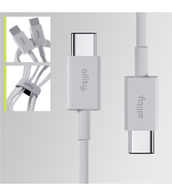 "Allity" kabelis AUC-03 USB-C - USB-C 1,0 m 100W baltas