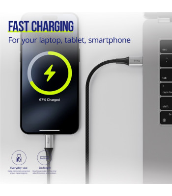 "Allity" kabelis AUC-01 USB-C - USB-C 2.0 m 100W juodas
