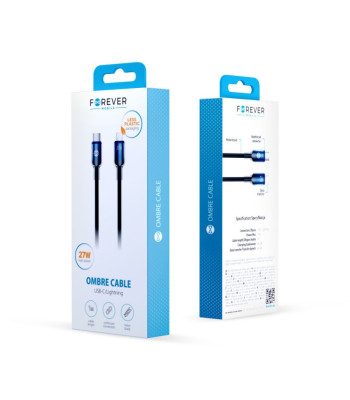 "Forever Ombre" kabelis USB-C - "Lightning" 1,0 m 27W juodas