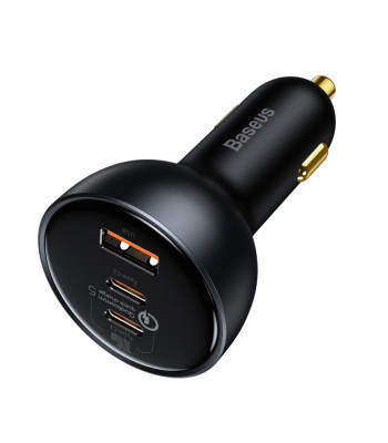 "Baseus" automobilinis įkroviklis QC 5 PD 160W 1x USB 2x USB-C juodas + kabelis USB-C - USB-C