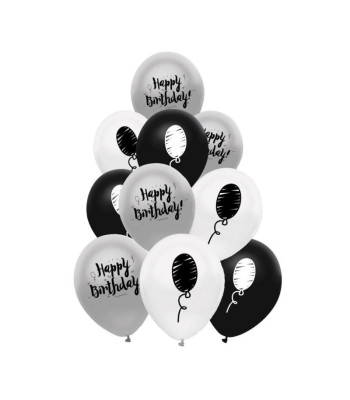 Balionai „Happy birthday“ 30 cm 10 vnt.
