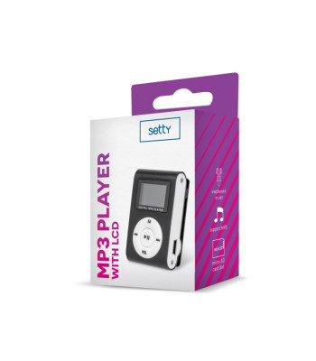 "Setty MP3" su LCD ekranu ir ausinėmis, juodos spalvos