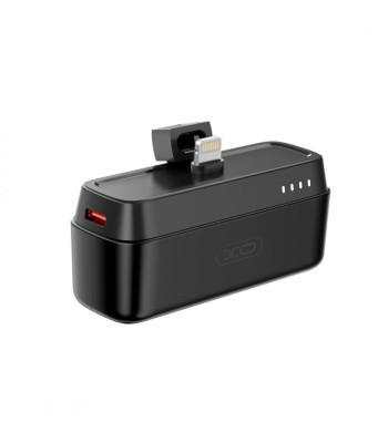 XO power bank mini PR244 20W 5000 mAh su "Lightning" jungtimi, juodas