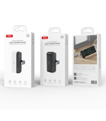 XO powerbank mini PR244 20W 5000 mAh su USB-C jungtimi, juodas