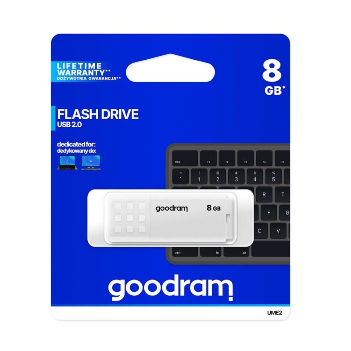 "Goodram pendrive" 8GB USB 2.0 UME2, balta