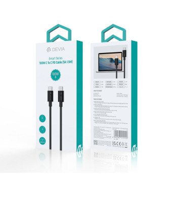 "Devia" kabelis Smart EC317 PD USB-C - USB-C 1,5 m 100W 5A juodas