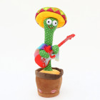 Šokantis ir atkartojantis žodžius meksikos kaktusas su gitara