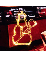 Šviečianti kaledinė dekoracija ant lango - sniego senis