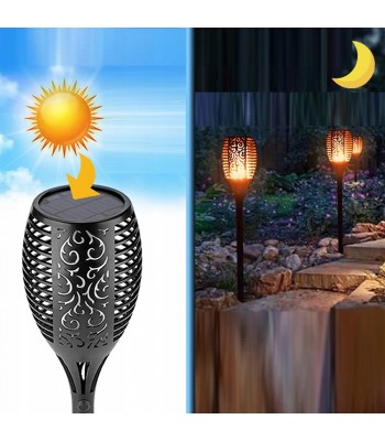 Dekoratyvinis lauko šviestuvas su liepsnos imitacija nuo saulės
