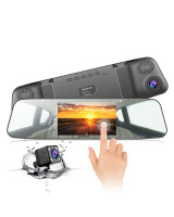 Vaizdo registratorius - veidrodėlis liečiamu ekranu su galine vaizdo kamera